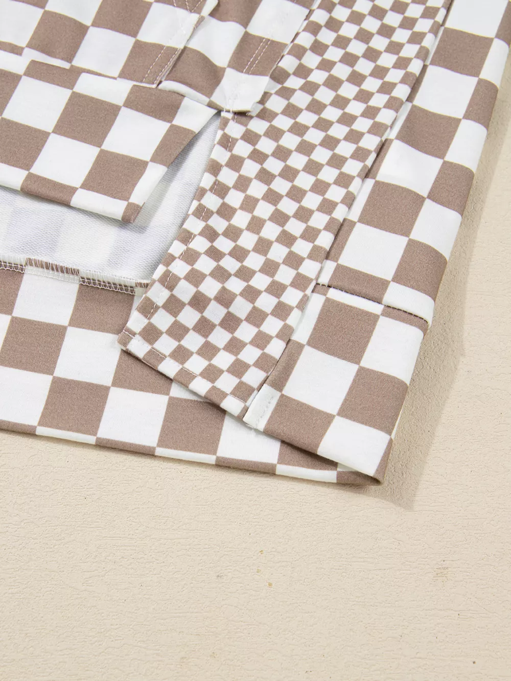 Checkered Pattern Oversized Drawstring Hoodie, image 3