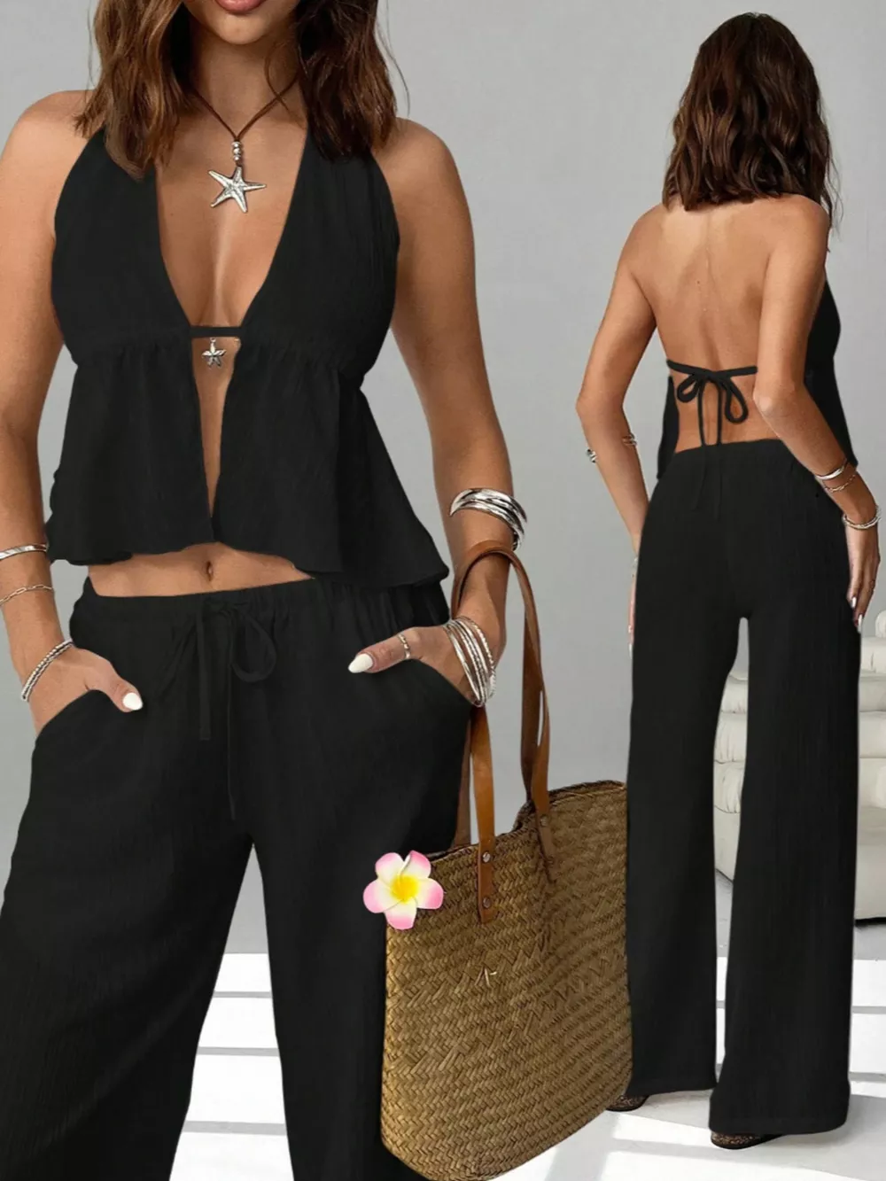 Halter Neck Cami and Pants Set