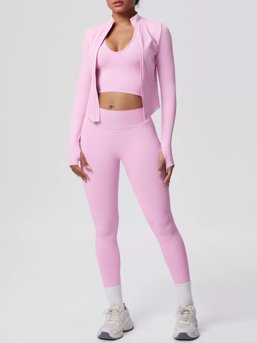 Tank & Zip-Up Jacket and Leggings Three-Piece Active Set, image 31