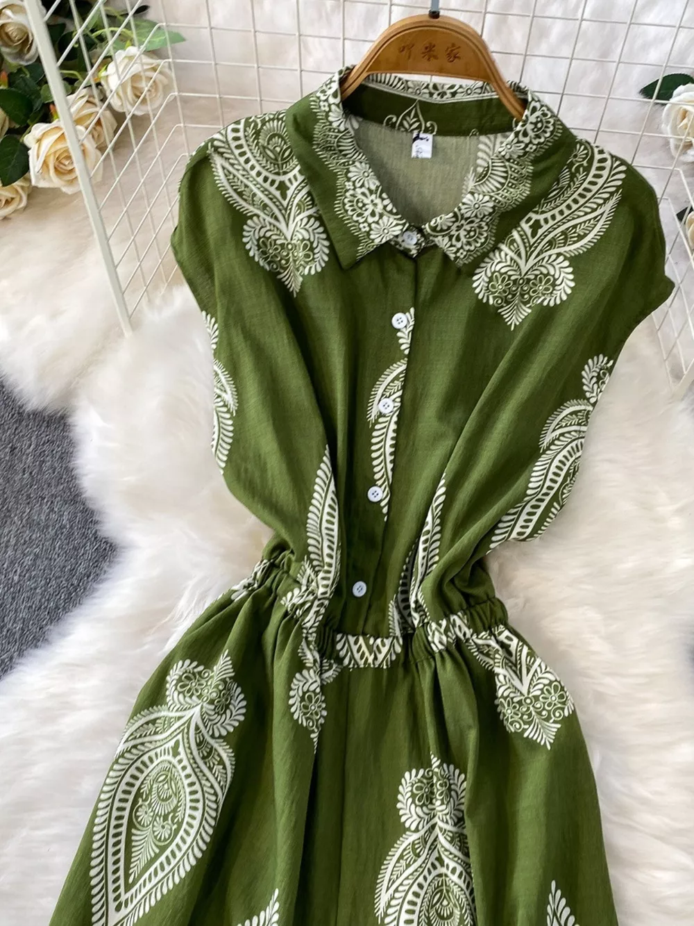 Button Front Wide Leg Jumpsuit, image 5