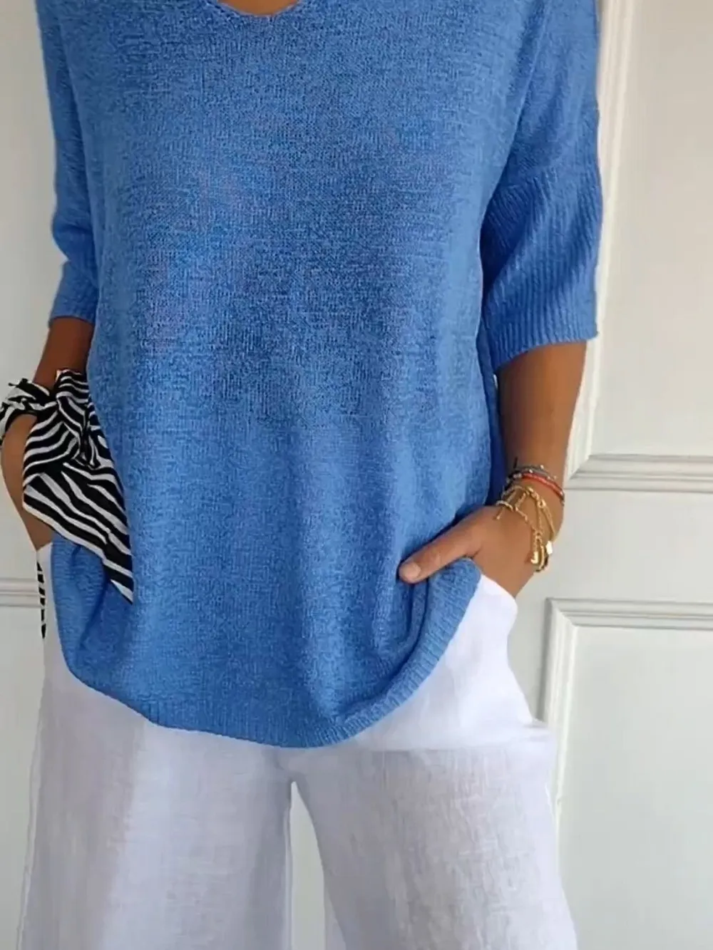 Full Size Relaxed Fit Ribbed Hem Sweater Plus Size, image 14