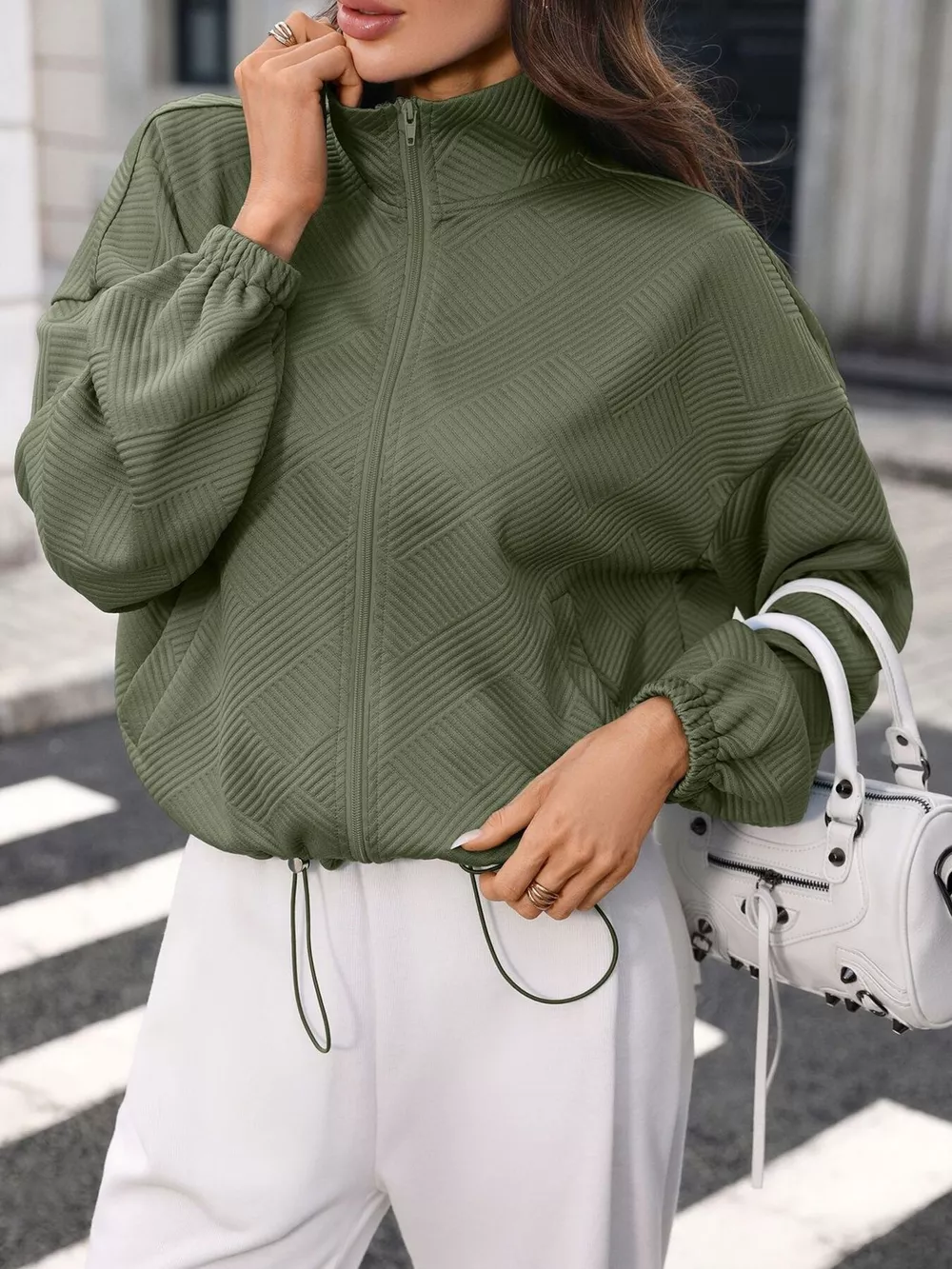 Textured Zip-Up Casual Jacket, image 9