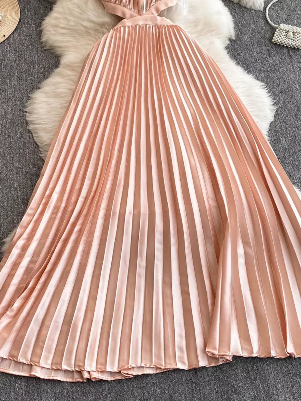 Halter Neck Pleated Maxi Dress, image 2
