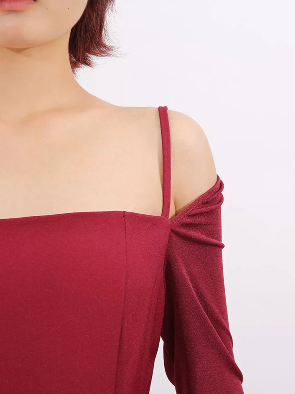 Slit Spaghetti Strap Long Sleeve Dress, image 9