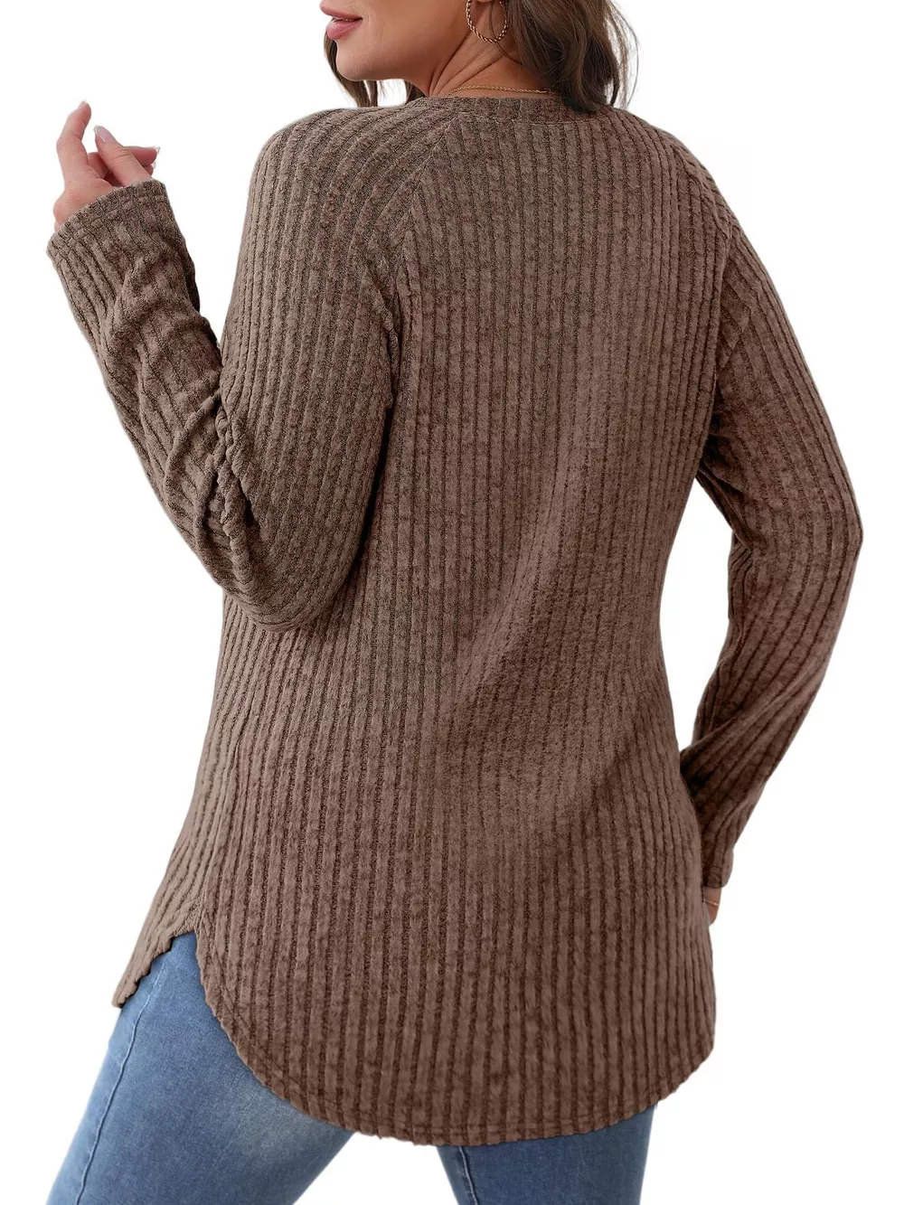 Ribbed Knit Long Sleeve T-Shirt, image 22