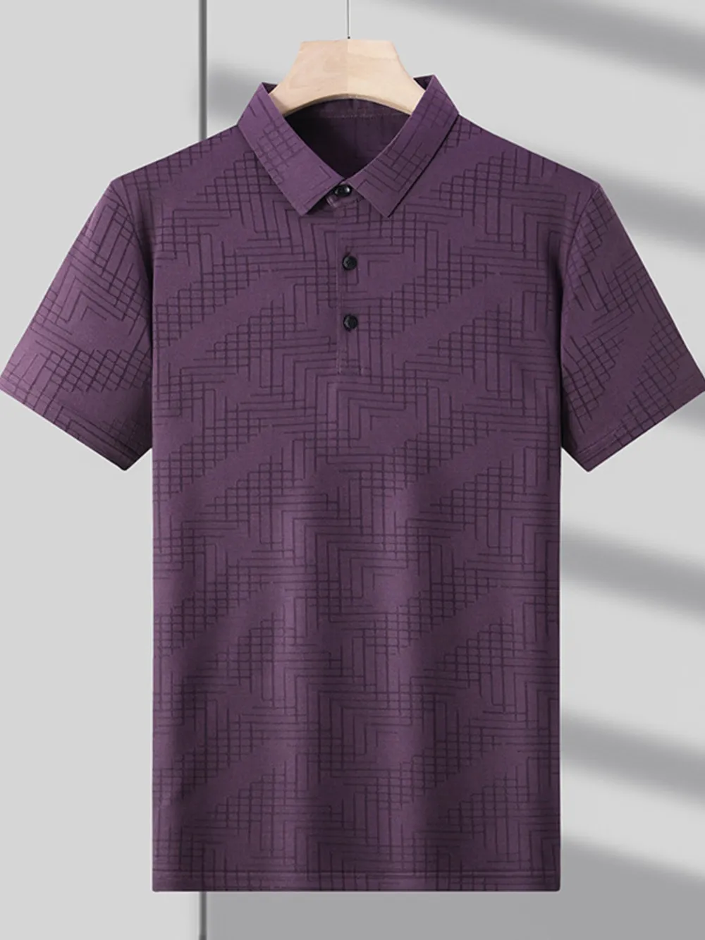 Men's Plus Size Textured Short Sleeve Polo Shirt, image 5