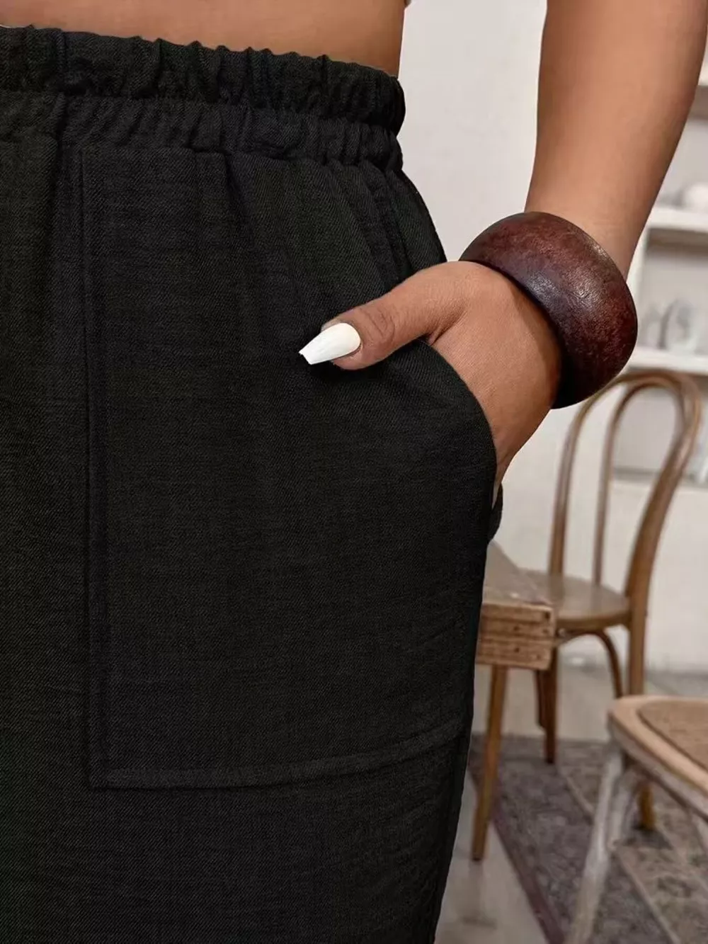 Plus Size High-Waisted Elastic Waist Pants with Pockets, image 13