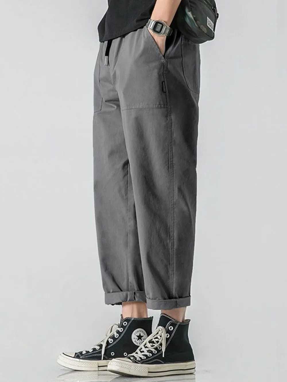 Men's Plus Size Drawstring Wide Leg Pants, image 4