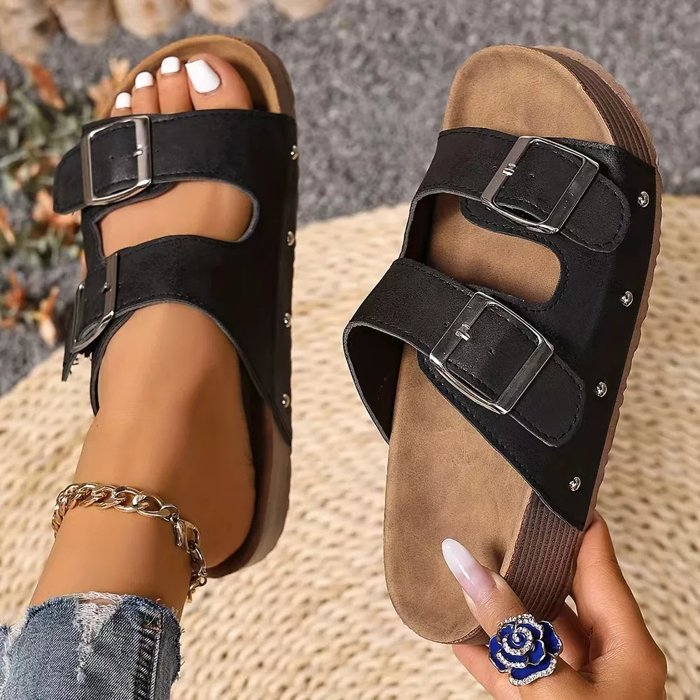 Double Buckle Open Toe Platform Sandals, image 2