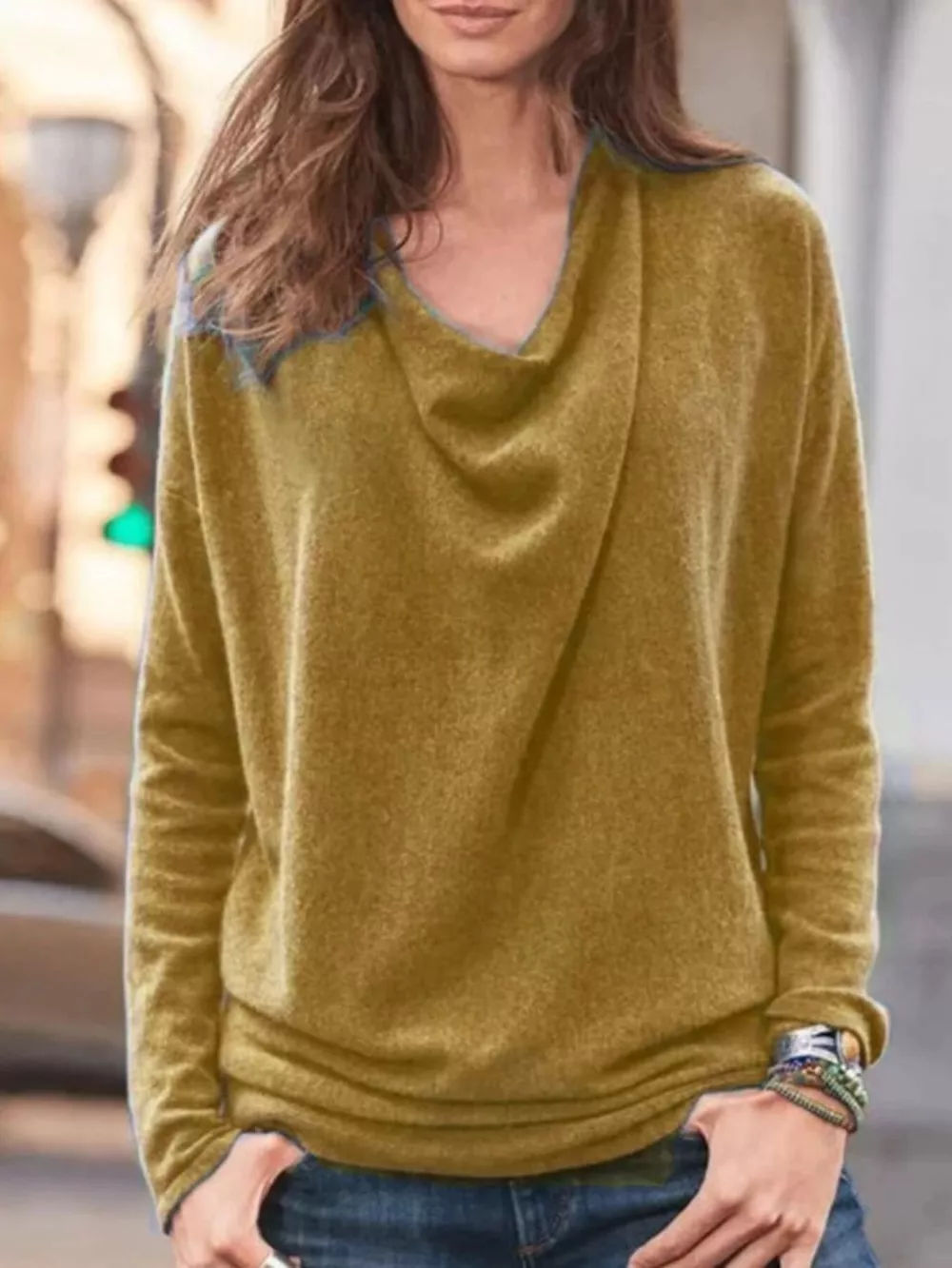 Full Size Cowl Neck Long Sleeve Top Plus Size, image 13