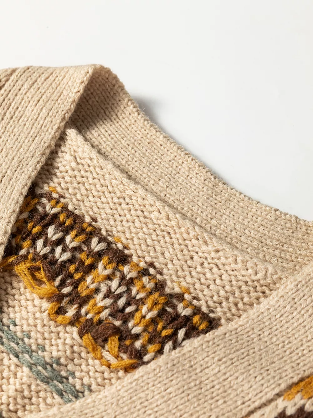 Western Pattern Knitted Button V Neck Cardigan Sweater, image 5