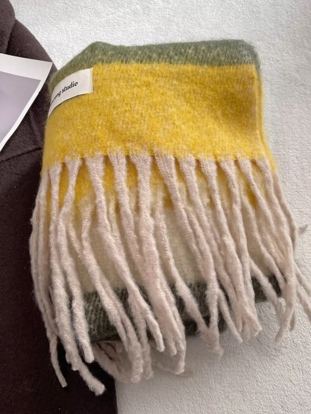 Soft Plaid Tassel Warm Scarf, image 4
