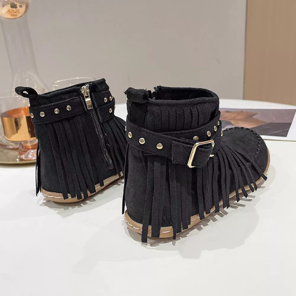 Fringe Round Toe Flats Boots, image 5