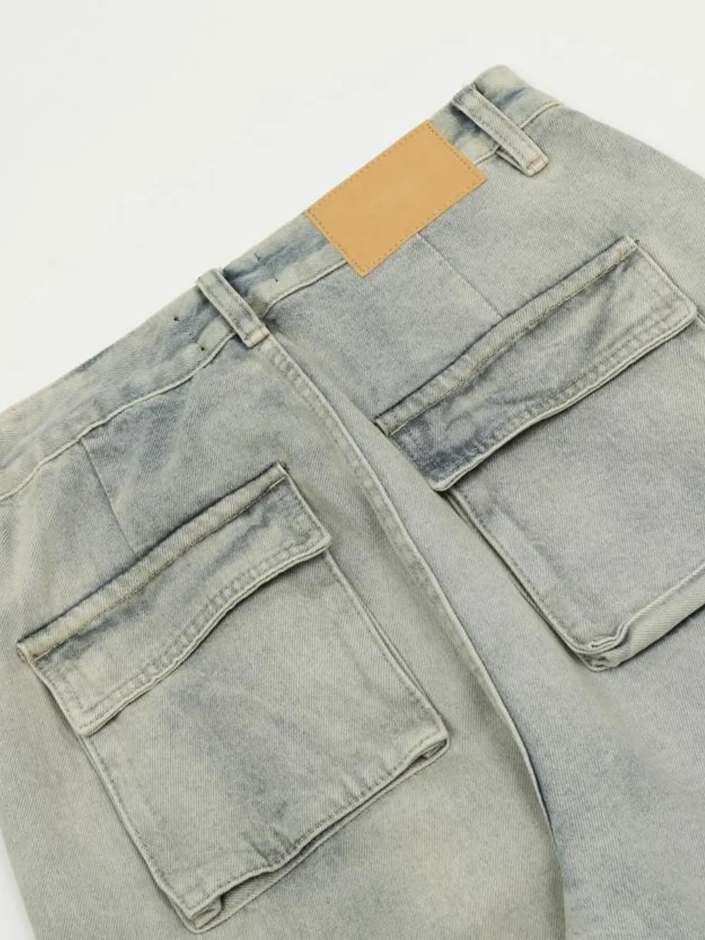 Men's Washed Multi-Pocket Straight Cargo Jeans, image 15