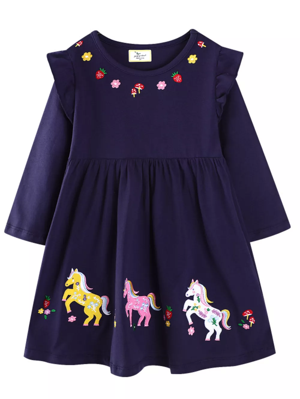 Children's Embroidered Long Sleeve Casual Dress