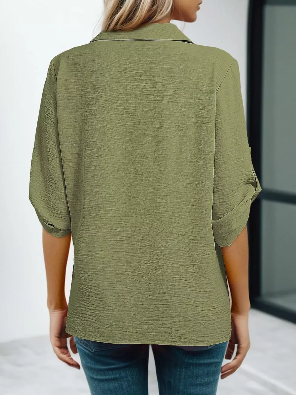 Johnny Collar Texture Blouse, image 11