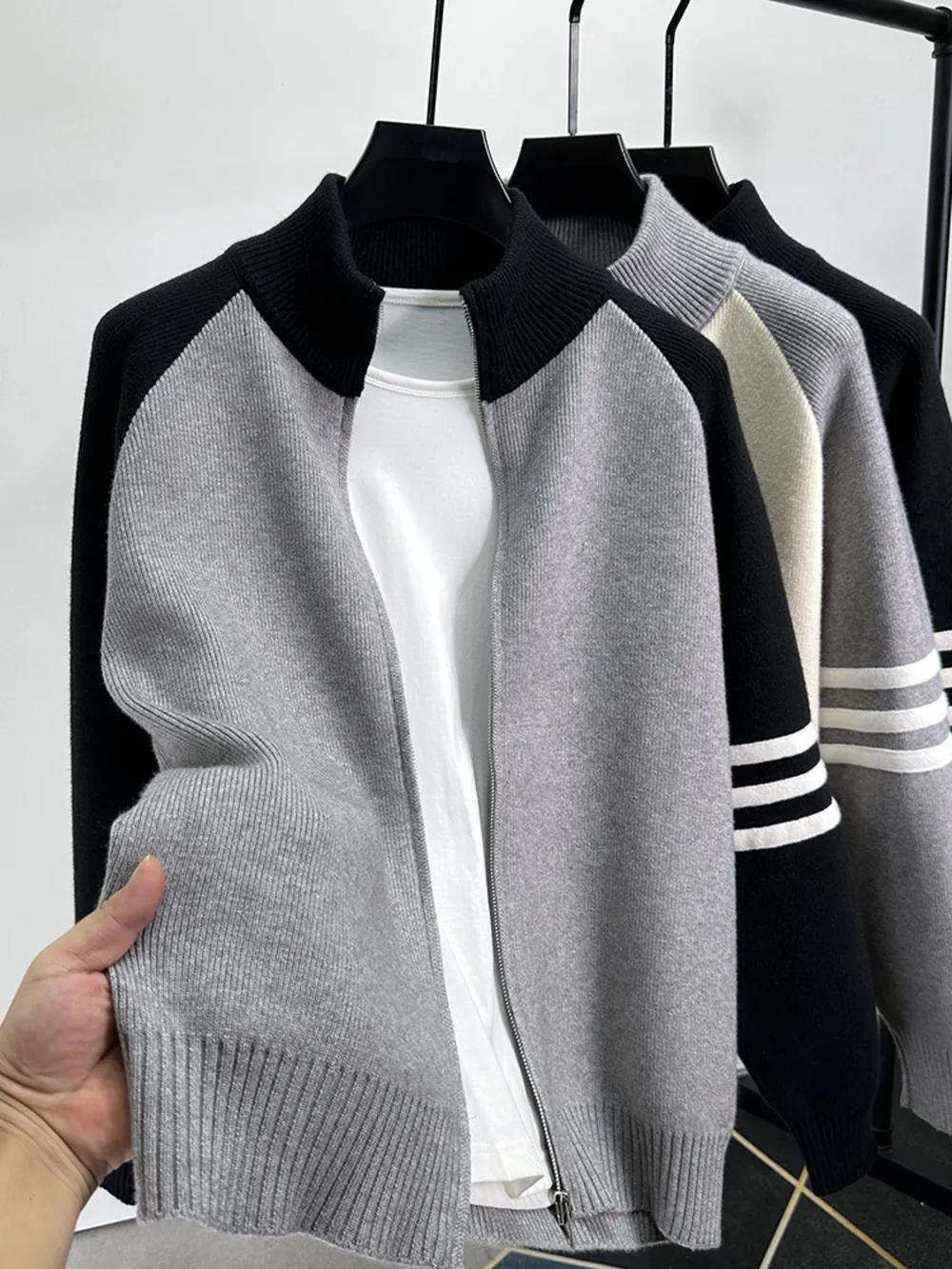 Men's Color Block Zip-Up Cardigan, image 6