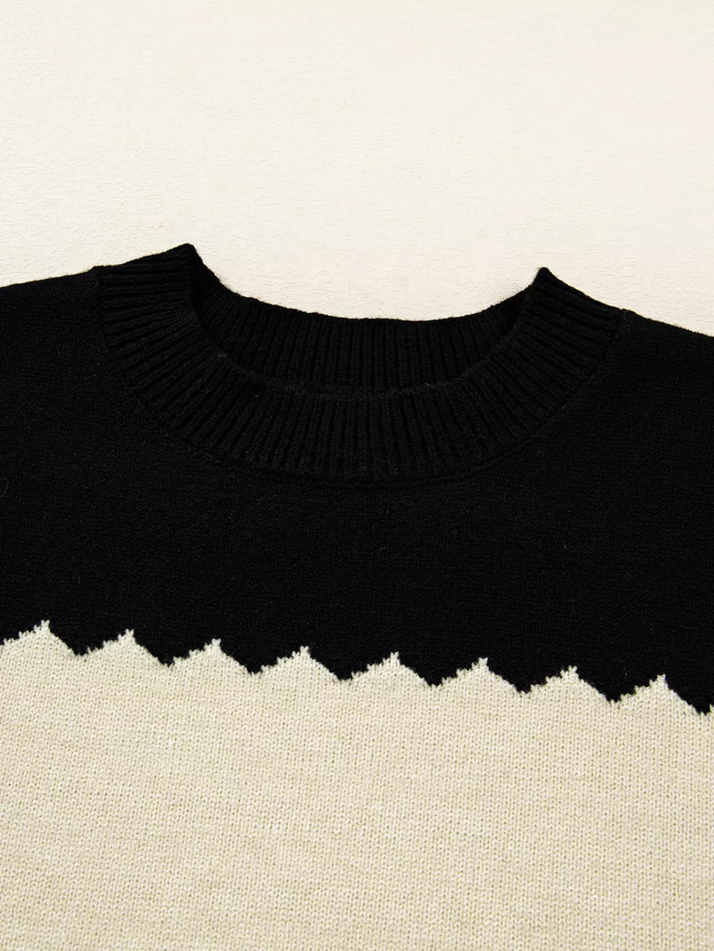 Color Block Crew Neck Drop Shoulder Sweater, image 3