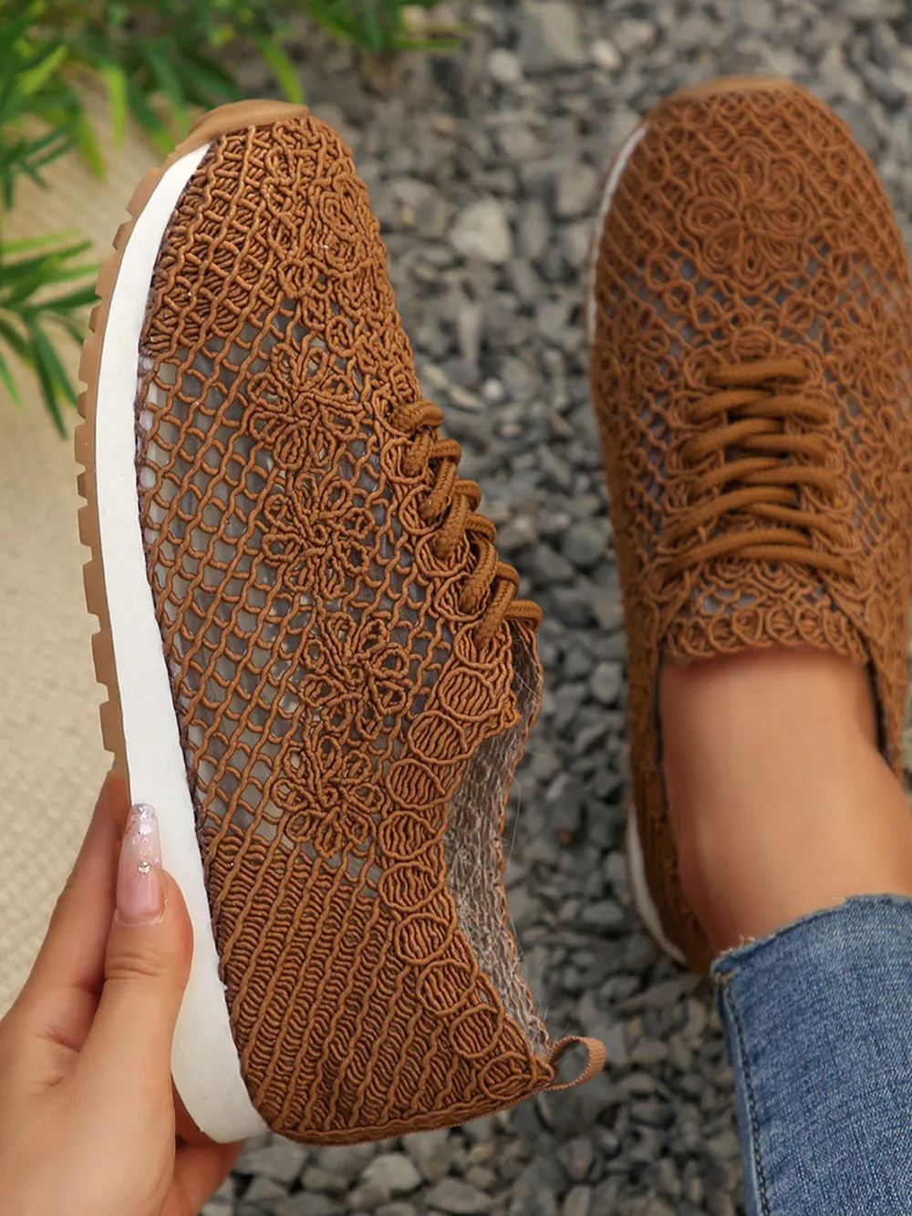 Breathable Mesh Lace-Up Sneakers, image 6