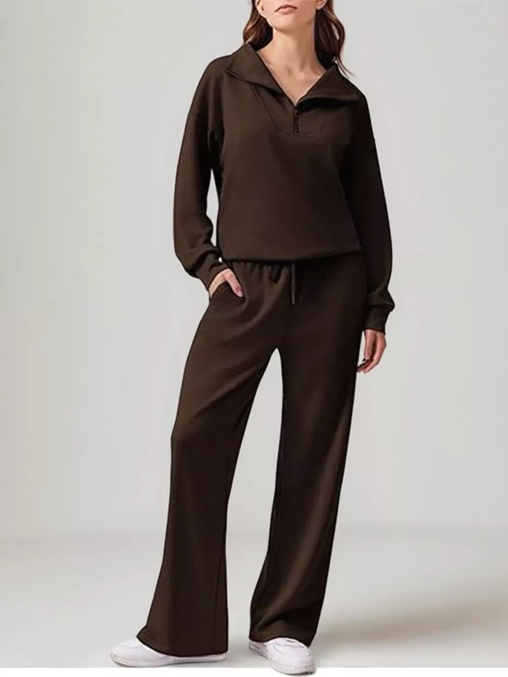 Relaxed Fit Quarter-Zip Top and Pants Set, image 13