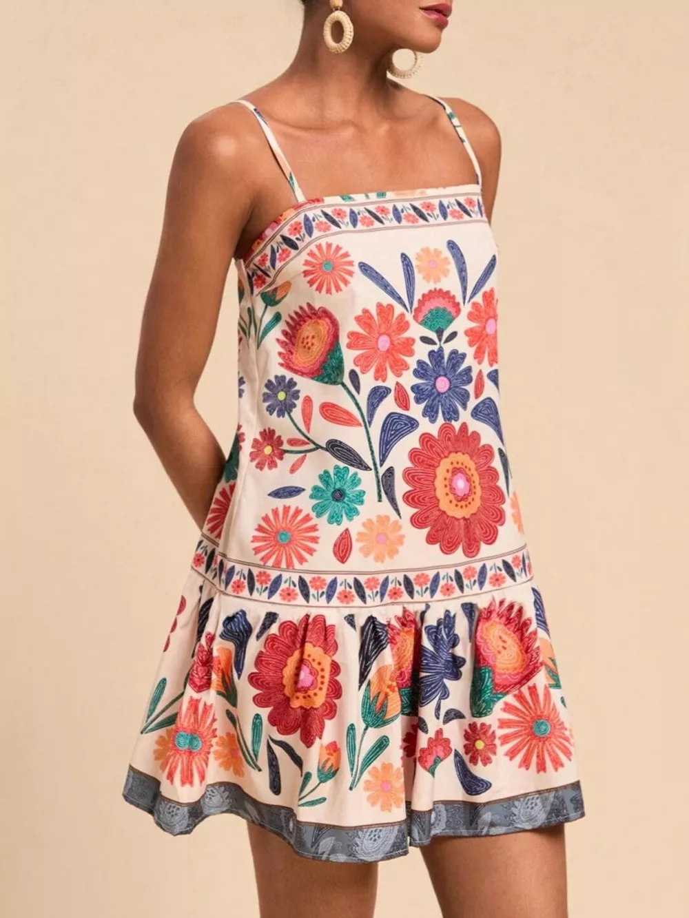 Printed Spaghetti Strap Mini Dress, image 2