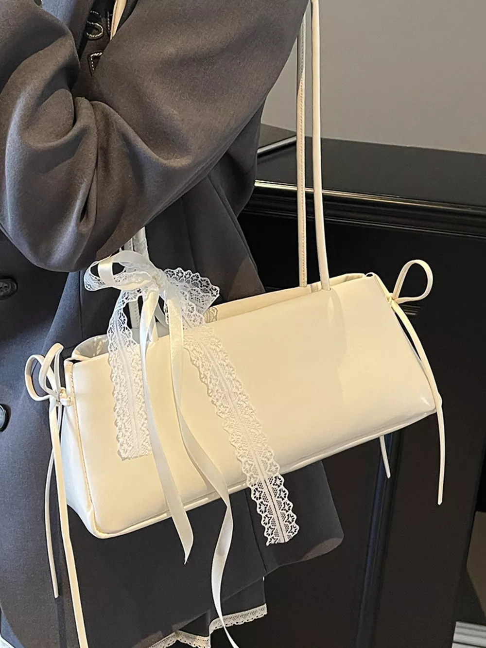 Lace Decor Shoulder Bag, image 6
