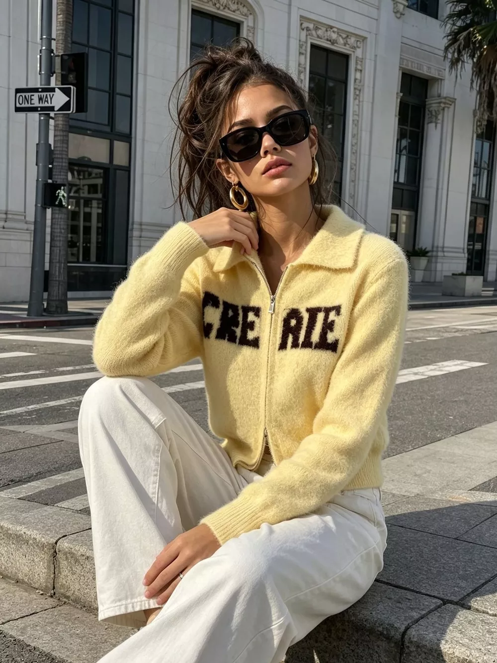 Fuzzy Letter Zip-Up Cardigan, image 29