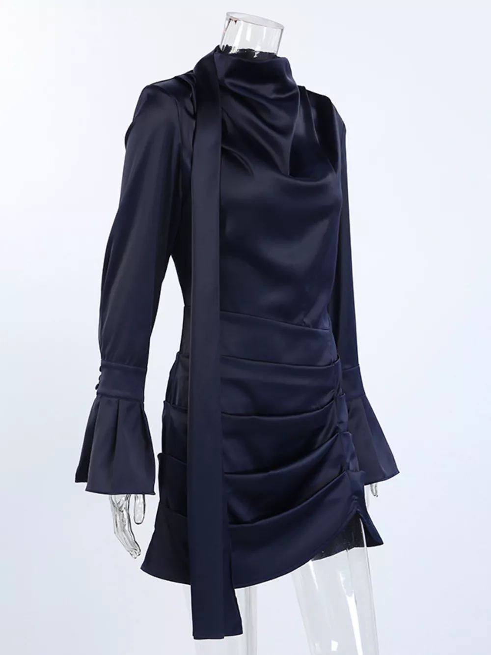 Mock Neck Flounce Sleeve Dress, image 4