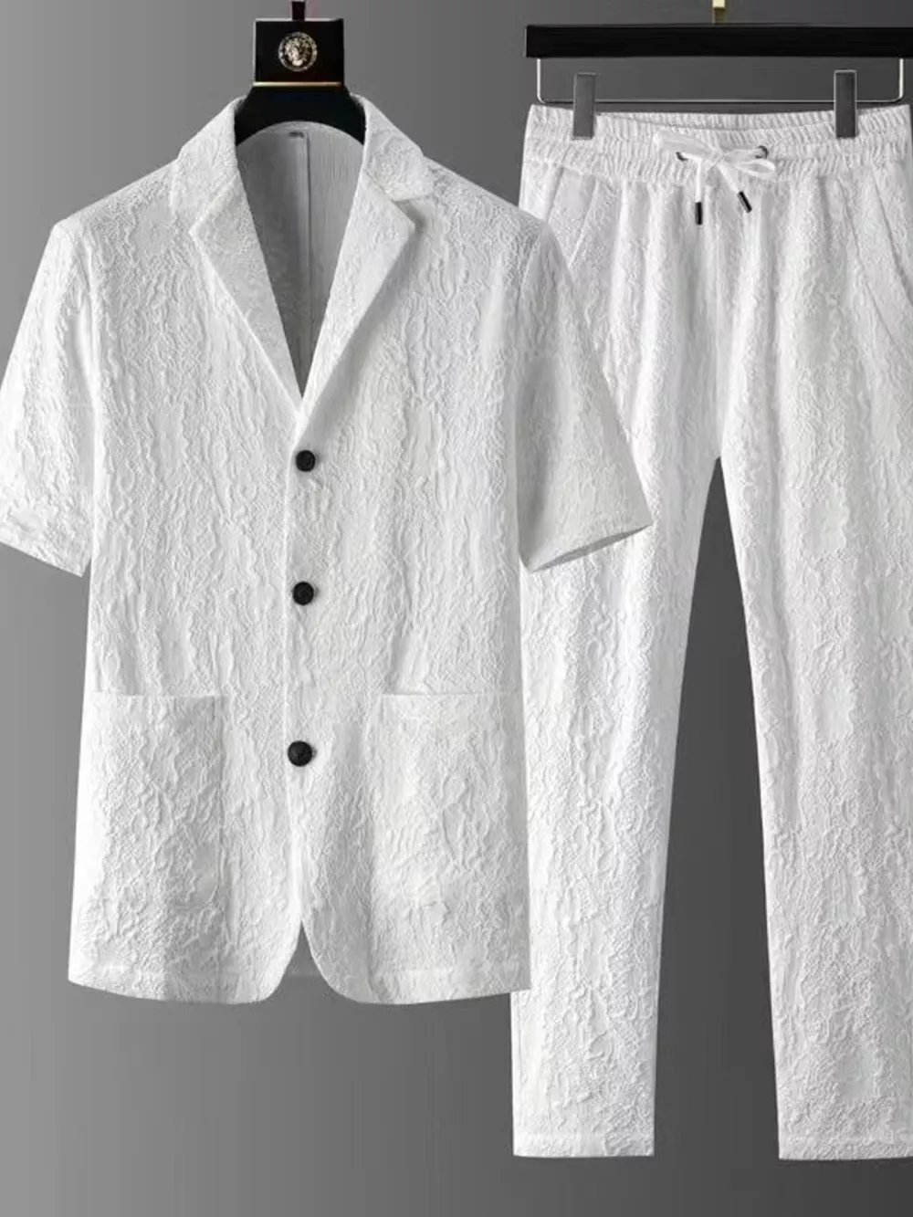 Men's Plus Size Button Up Shirt and Pants Set