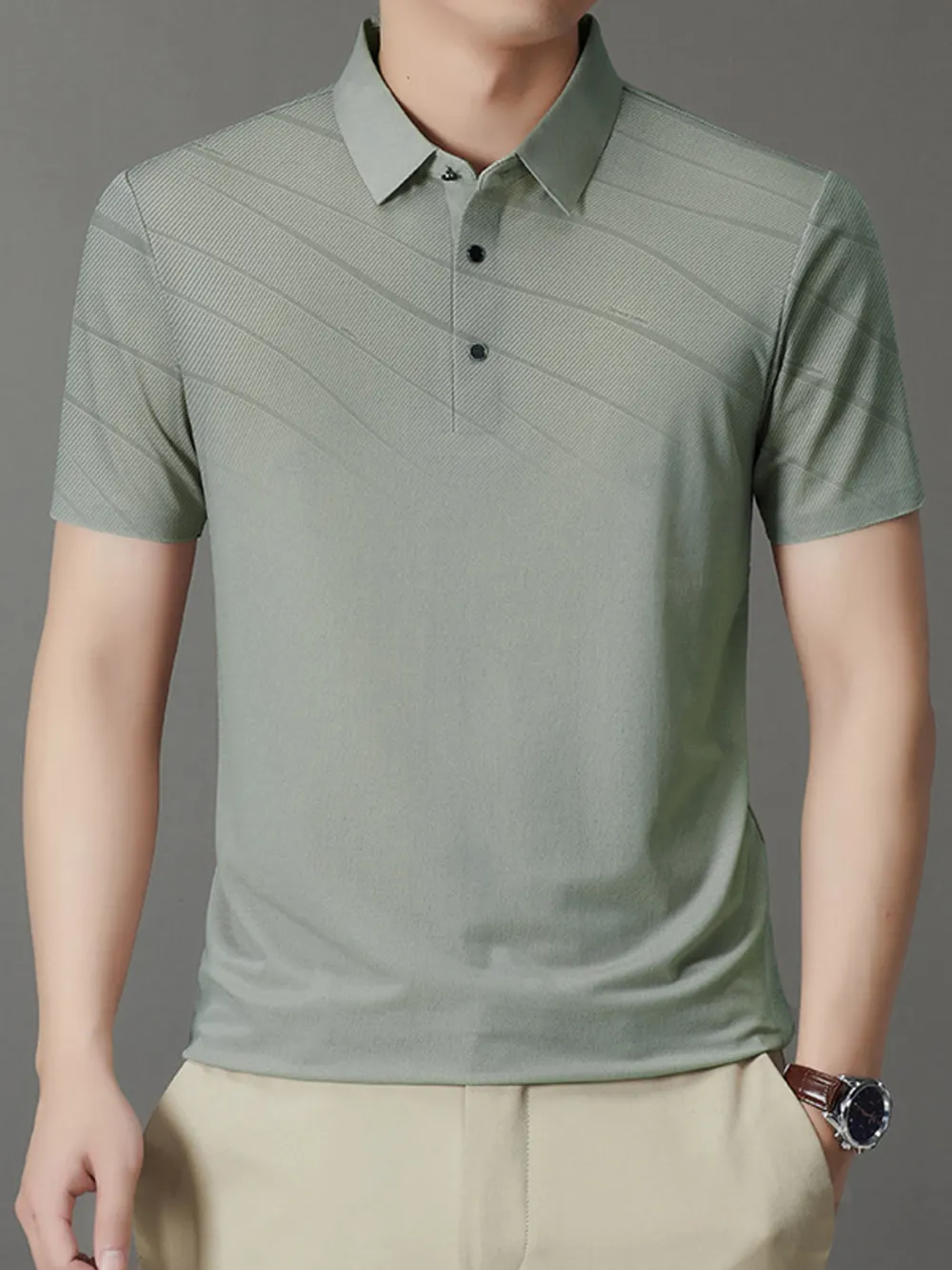 Men's Button Detail Short Sleeve Polo, image 4