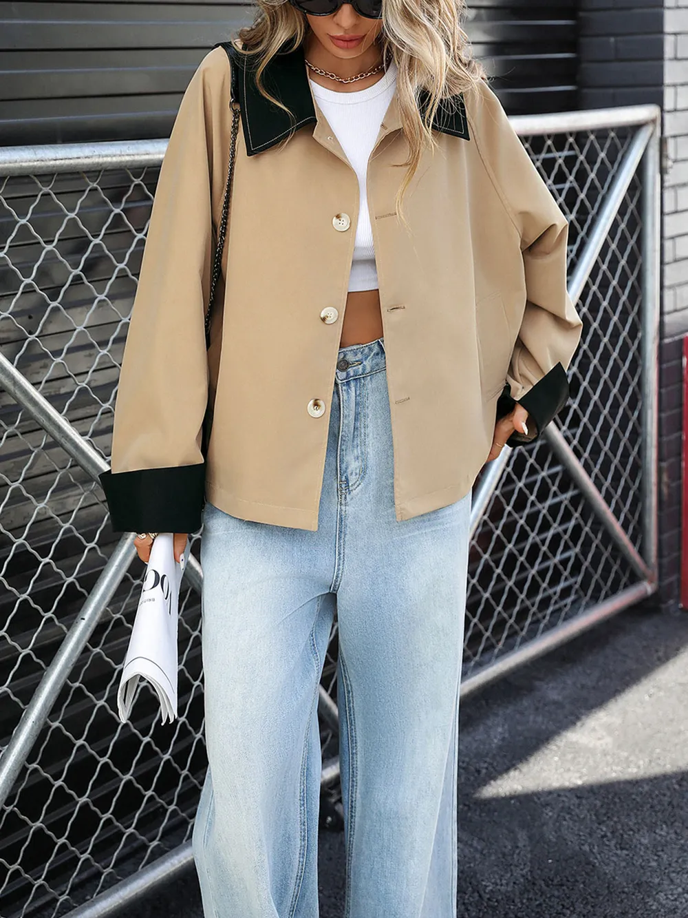 Color Block Button-Up Casual Jacket, image 2