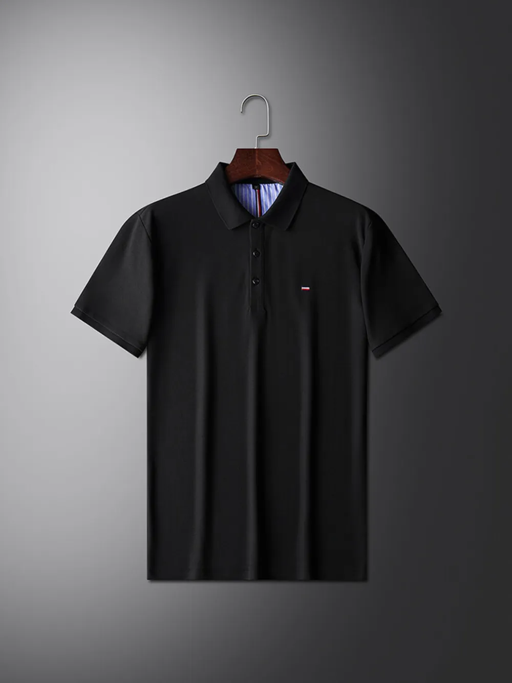 Men's Plus Size Contrast Collar Trim Short Sleeve Polo