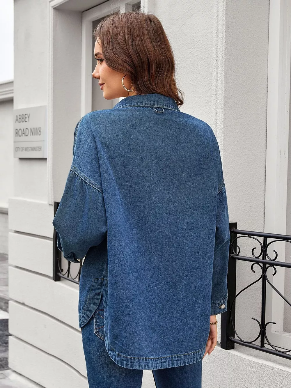 Vintage Wash Button-Down Denim Jacket, image 7