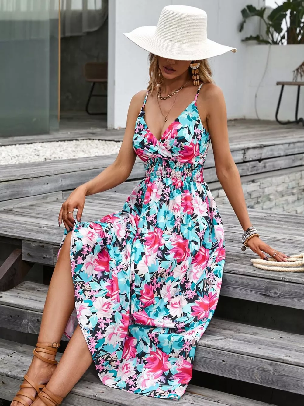 Paisley Print Spaghetti Strap Midi Dress, image 15