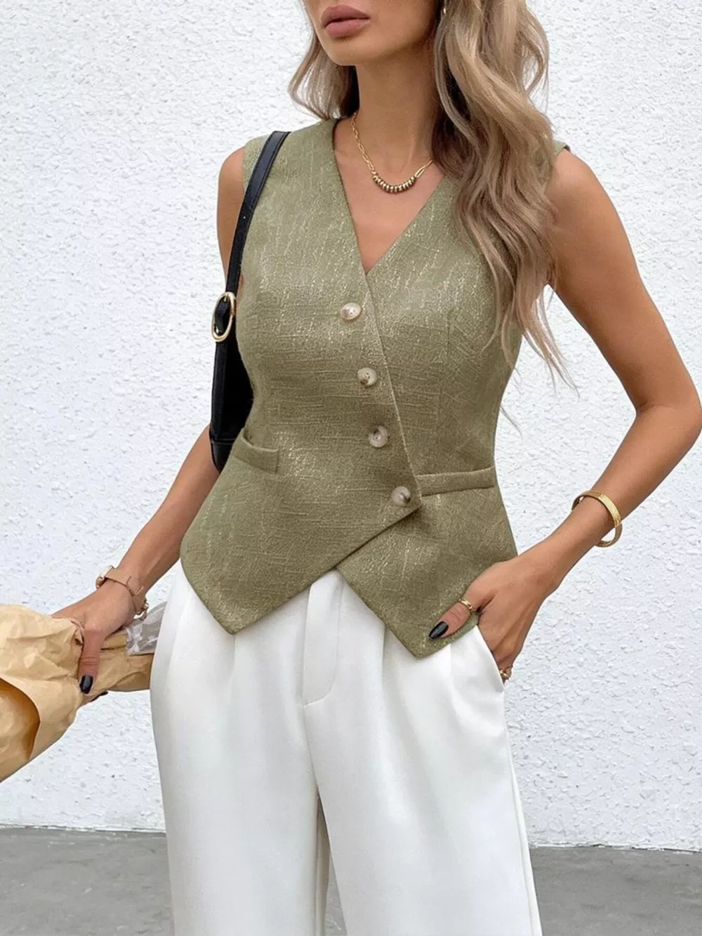 Asymmetrical Button-Down Vest, image 5