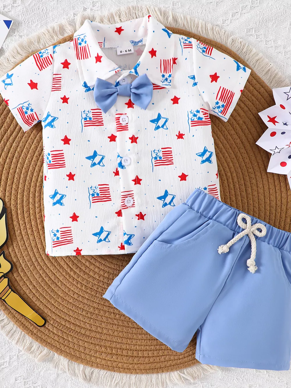 Children's Patriotic Short Sleeve Shirt and Shorts Set, image 2