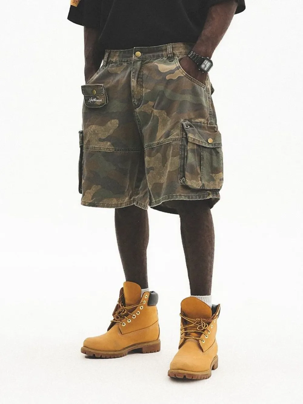 Men's Plus Size Camo Cargo Shorts with Multiple Pockets, image 3