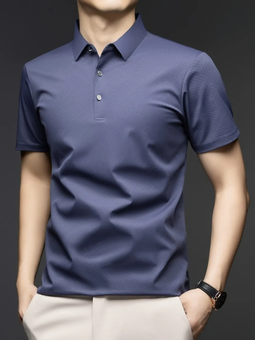 Men's Button Detail Short Sleeve Polo, image 2