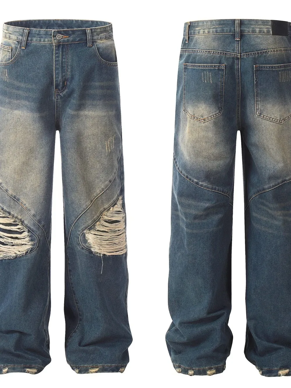 Men's Distressed Wide Leg Jeans, image 3
