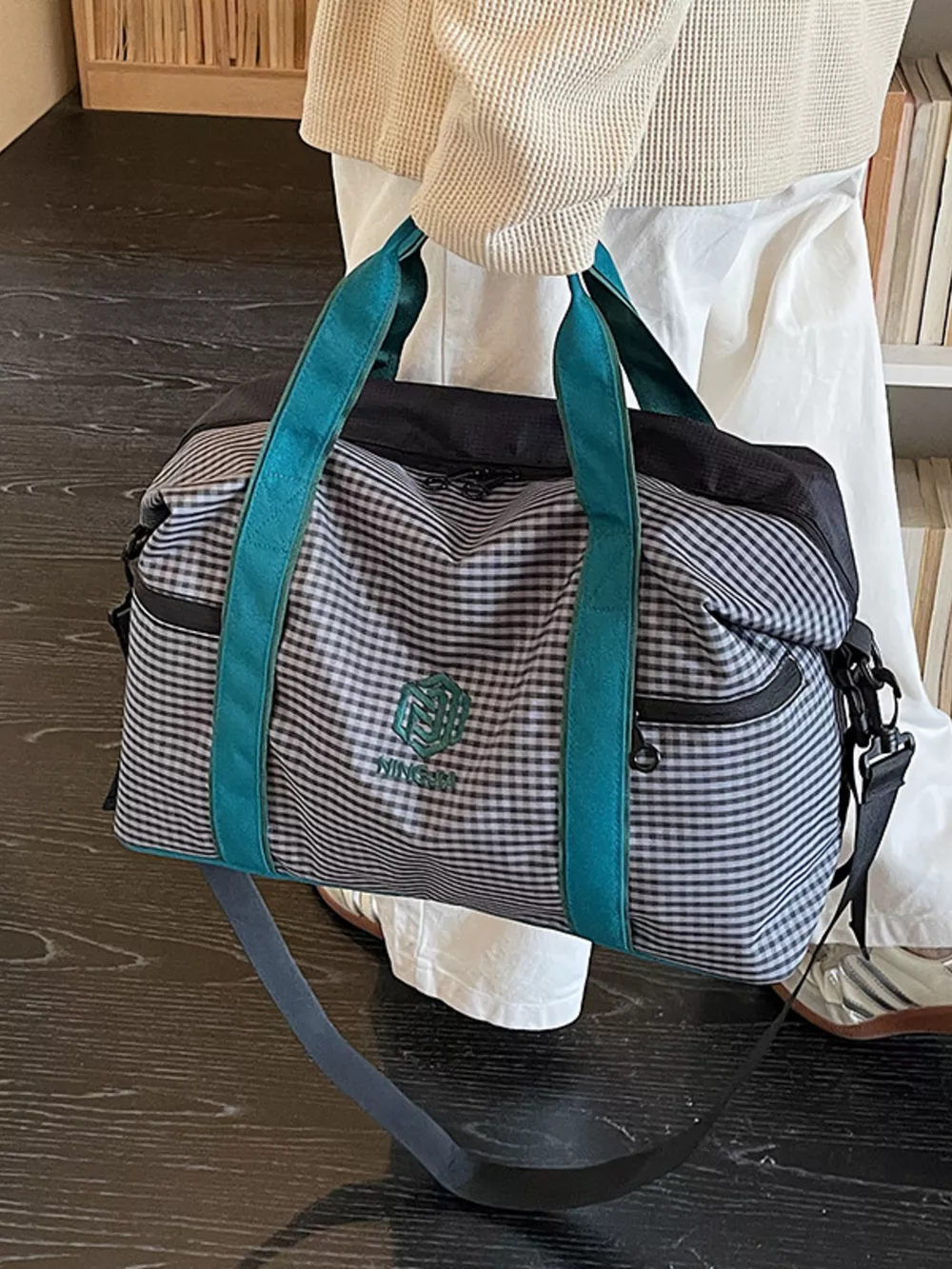 Plaid Oxford Cloth Travel Bag, image 9