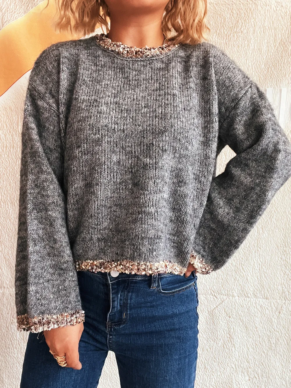 Round Neck Cropped Sweater, image 14