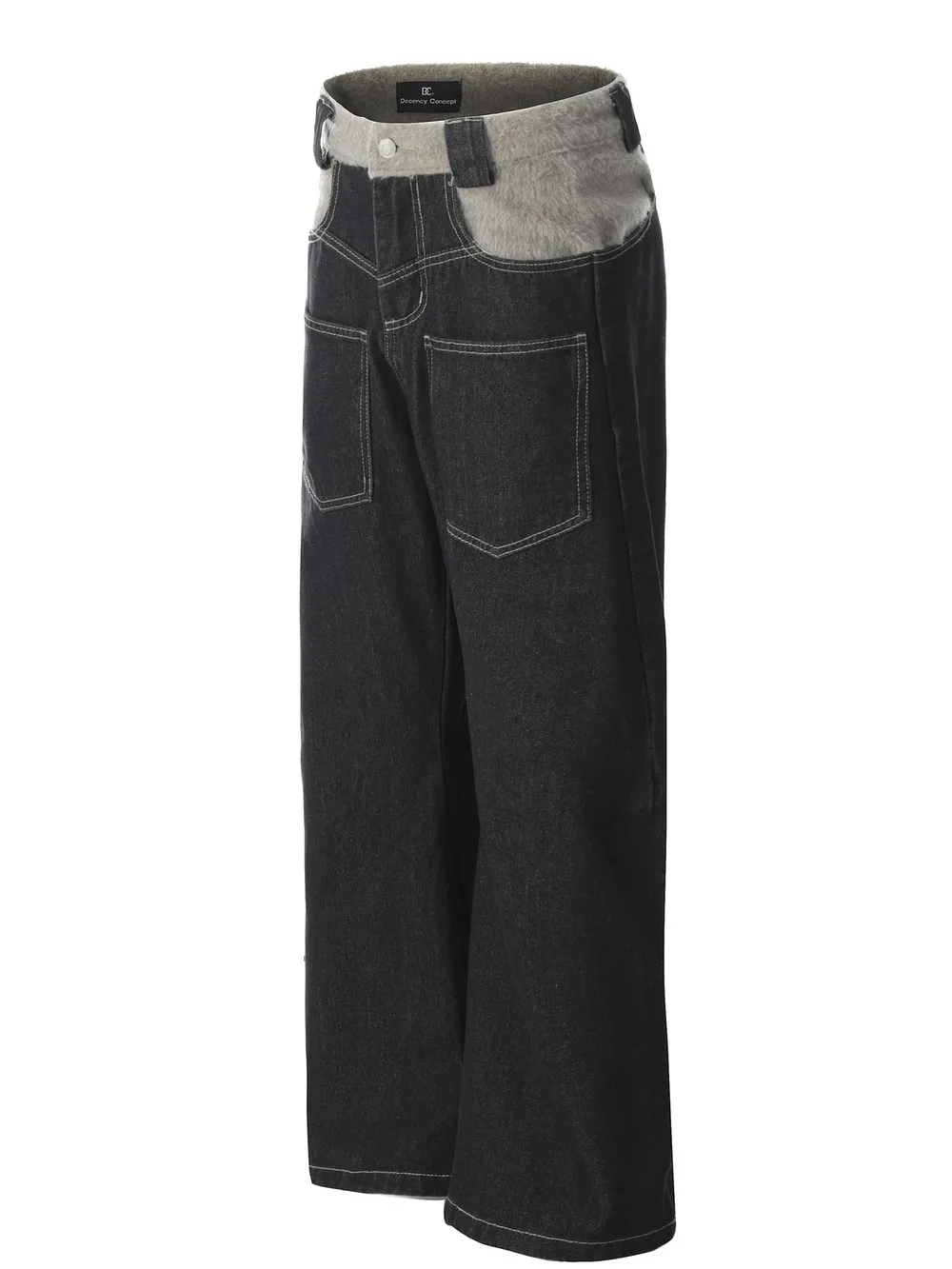 Men's Two-Tone Wide Leg Jeans with Contrast Stitching, image 2