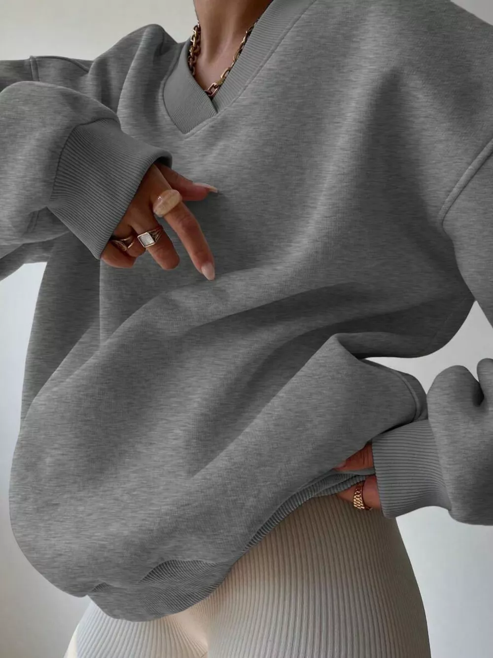 Dropped Shoulder Long Sleeve Oversized Sweatshirt, image 12