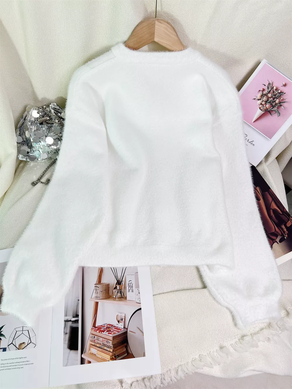 Fuzzy Knit Button Down Cardigan, image 14