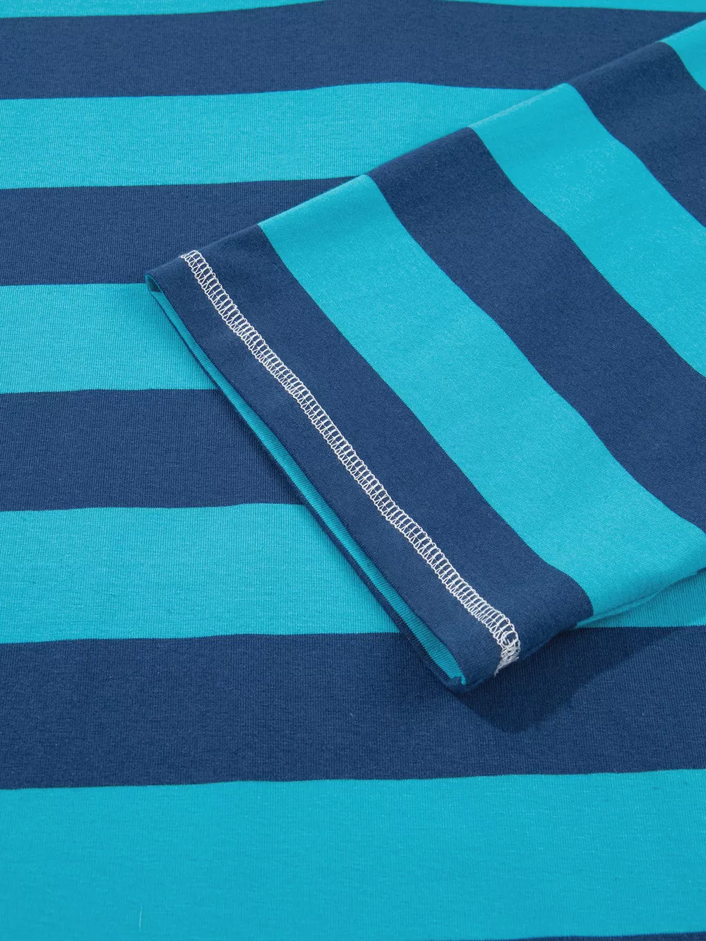 Stripe Contrast Polo Collar Bracelet Sleeve Loose Top, image 6