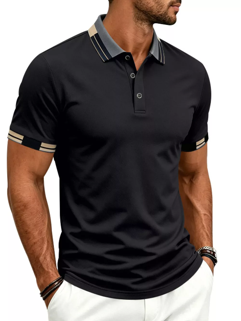 Men's Full Size Slim-Fit Contrast Trim Polo Plus Size, image 5