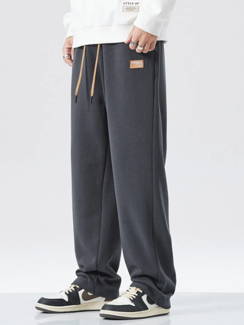Men's Full Size Drawstring Wide Leg Pants Plus Size, image 3