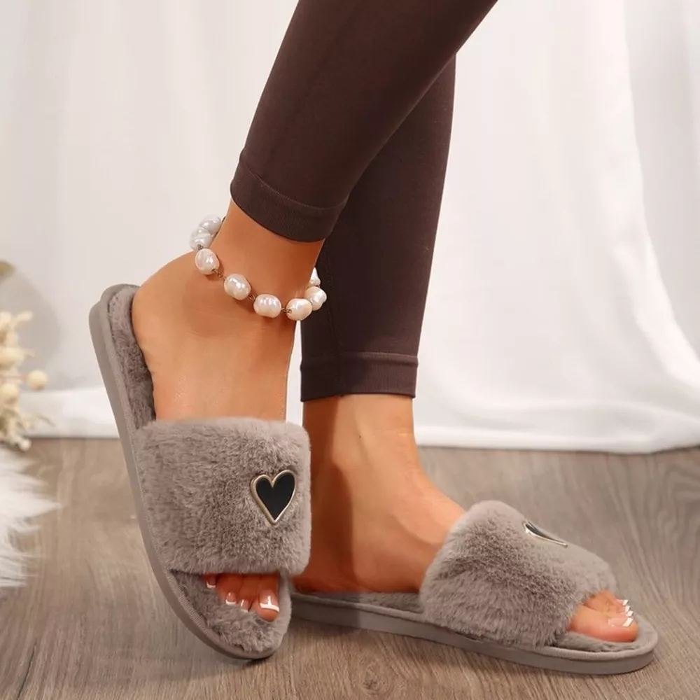 Heart Open Toe Flats Slippers, image 4