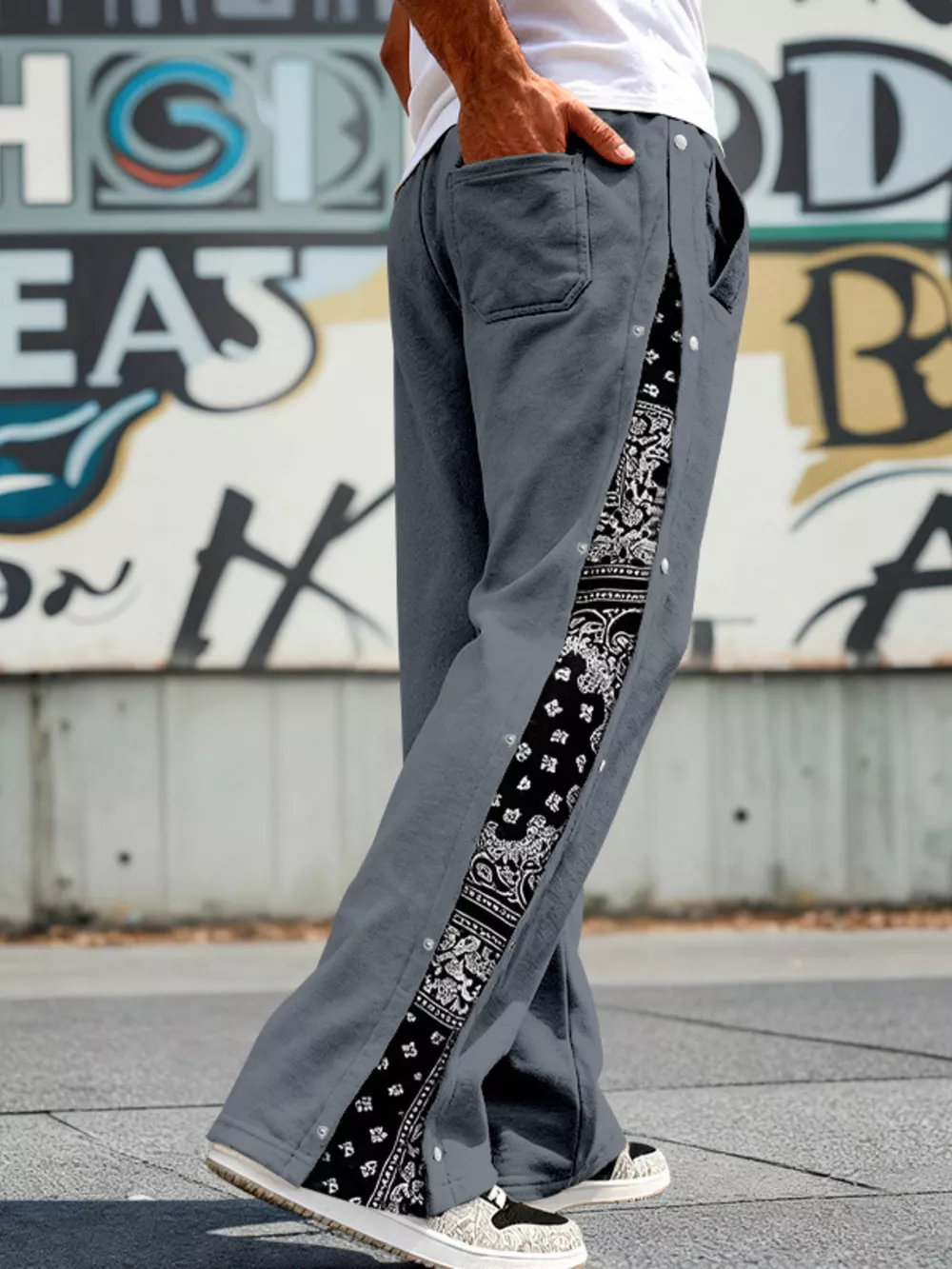 Men's Full Size Side Snap Wide Leg Pants Plus Size, image 10