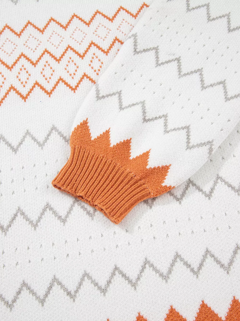 Zigzag Geometric Pattern Round Neck Sweater, image 10